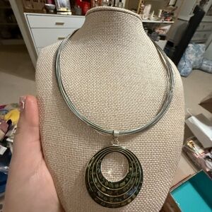 Elegant Silver and Black Pendant Necklace